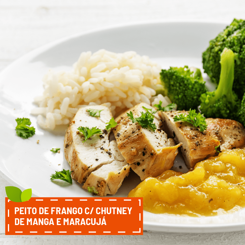 Peito de frango c/chutney de manga e maracujá